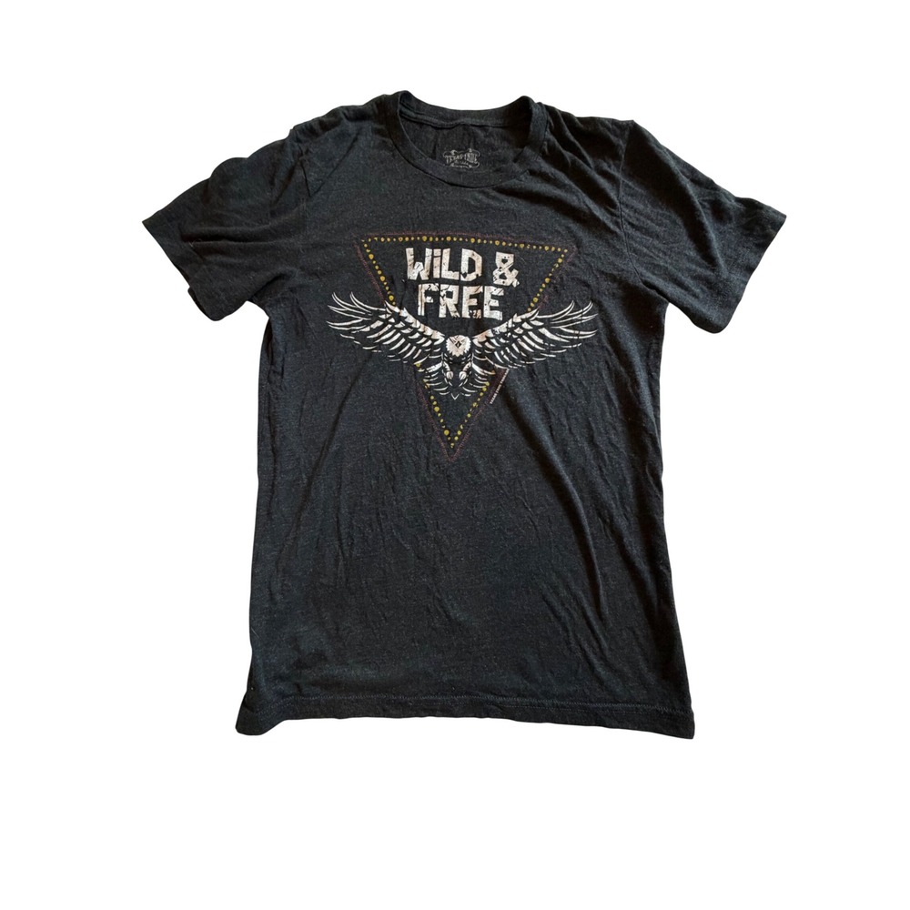 Texas True Threads Wild & Free Eagle Graphic Tee Charcoal Gray Small‎